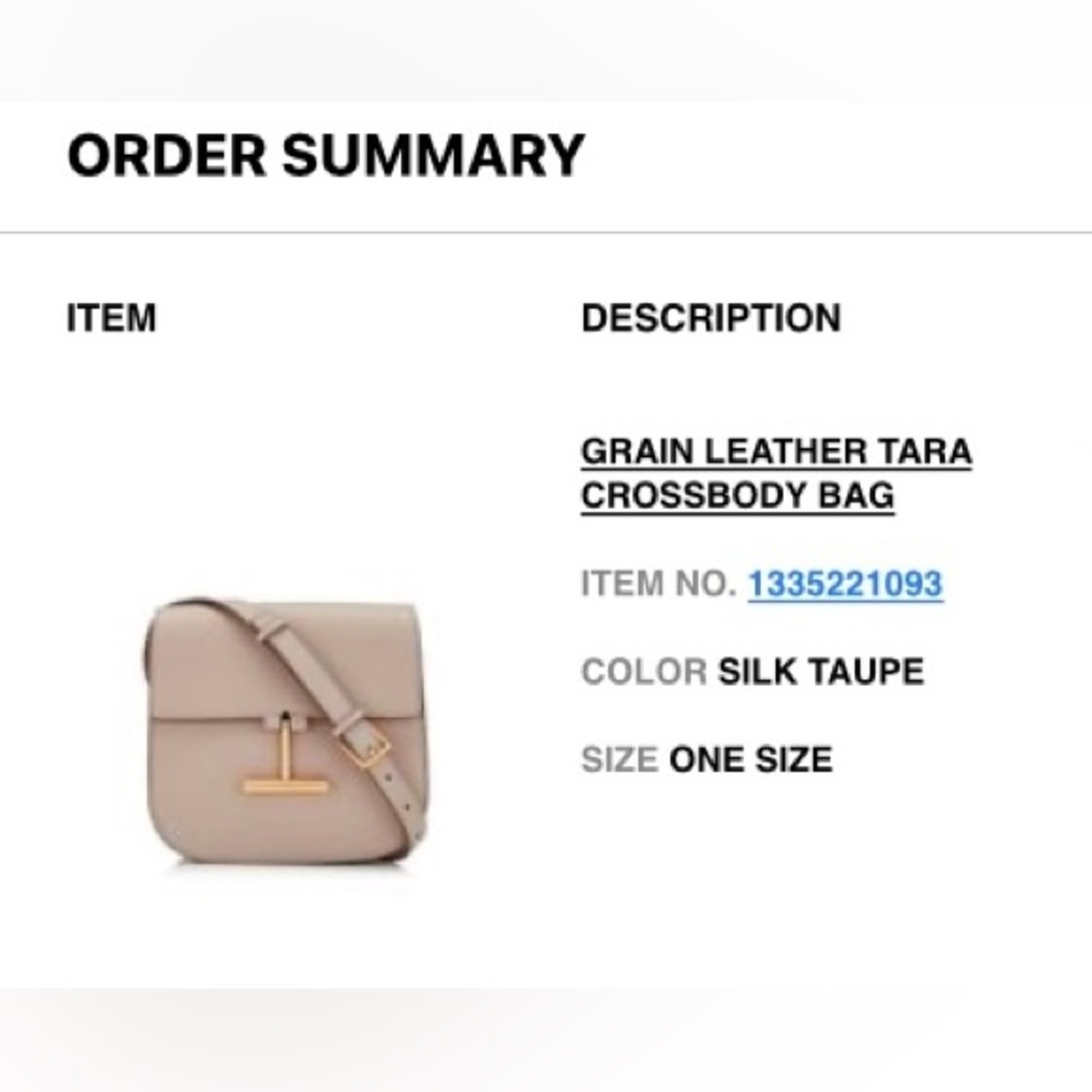 MINT CONDITION — BEAUTIFUL Tom Ford GRAIN LEATHER TARA CROSSBODY BAG-SILK TAUPE.